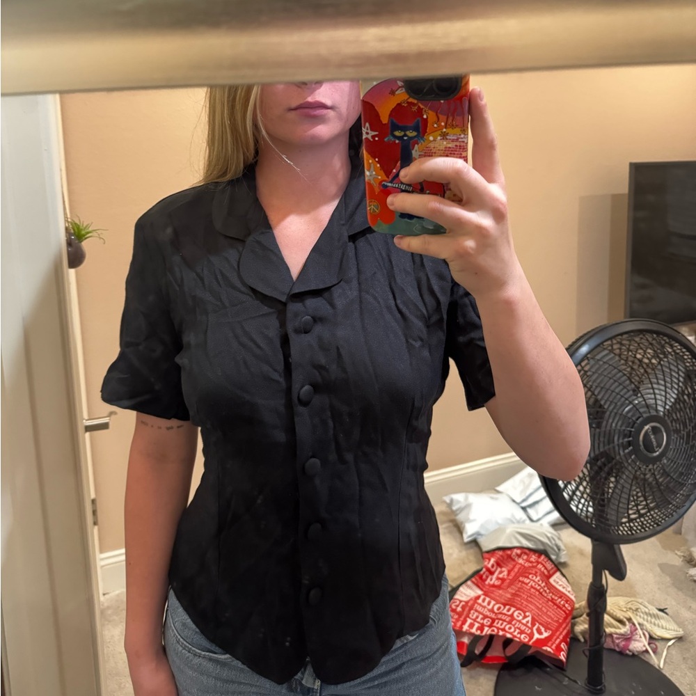 Sag Harbor Black Short Sleeve Top